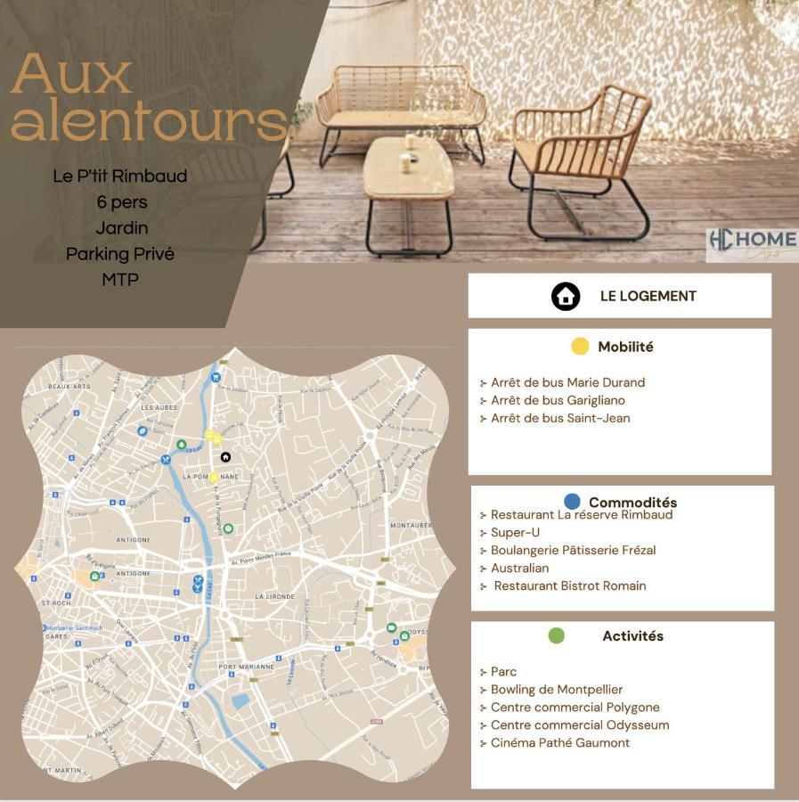 Le P'Tit Rimbaud, 6 Pers, Parking Prive, Jardin,Wifi Apartment Монпелие Екстериор снимка